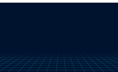 Poster - Wireframe landscape. perspective grid background 