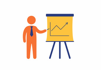 Poster - Business Man Presenting Financial Growth Chart on Flip Chart