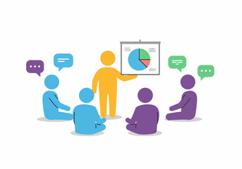Poster - Team meeting with presentation and discussion around a chart
