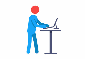 Poster - Person Working at Standing Desk with Computer and Keyboard
