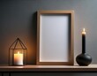 © John - picture frame and candle lamp on a table in a contemporary room