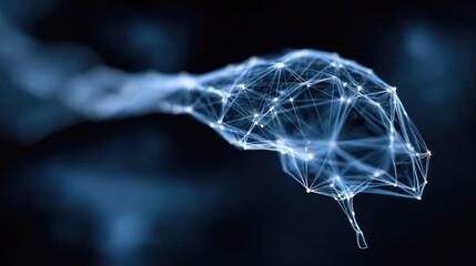 Poster - D-rendered AI neural network structure illuminated on a dark digital background, symbolizing advanced computing