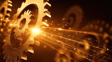 Poster - Abstract scene with glowing gears and digital elements representing automation technology