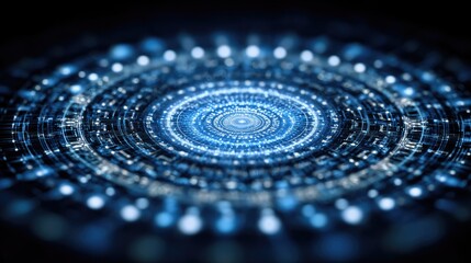 Poster - Artificial intelligence ecosystem map with layered tech segments glowing in blue