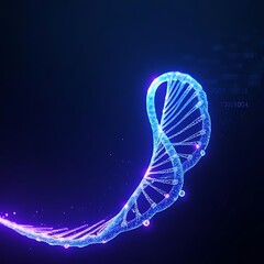 Poster - A glowing blue and purple dna helix spirals against a dark background, symbolizing the future of science, medicine, and biotechnology