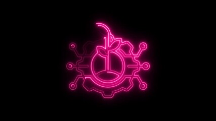 Poster - Neon Pink Tech Growth Symbol Animated Loop Futuristic Digital Transformation Concept Illustrating