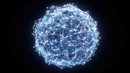 Poster - Tech sphere constructed from glowing network nodes, symbolizing global connectivity