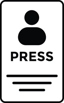 PRESS ID Card icon set. Press name tag icon set. press card glyph icon. Press ID Logo. Membership or client personal identity