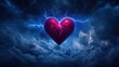 © Thinnawat - Electrifying Heart with Lightning in Stormy Sky Background
