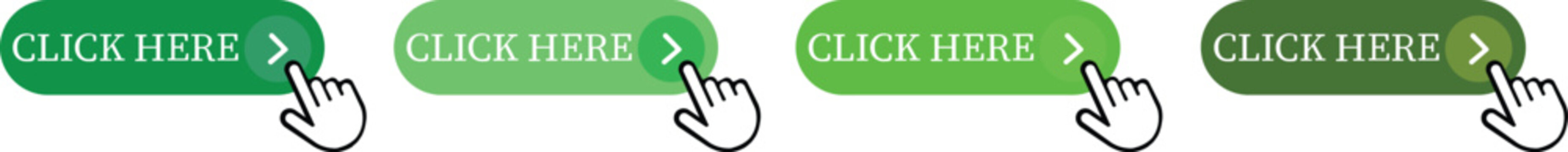 Click Here Button Icon set.Pointer Click button. Modern action button mouse click symbol. Computer mouse click cursor or Hand pointer symbol. Cursor arrow icon. Clicking finger. Vector illustration.