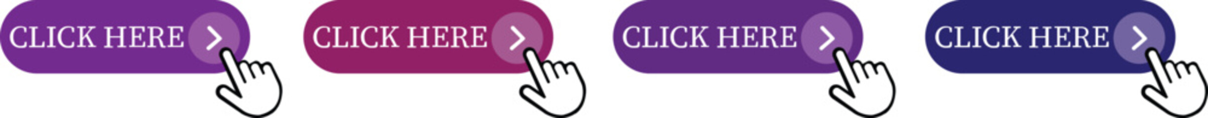 Fototapete - Click Here Button Icon set.Pointer Click button. Modern action button mouse click symbol. Computer mouse click cursor or Hand pointer symbol. Cursor arrow icon. Clicking finger. Vector illustration.