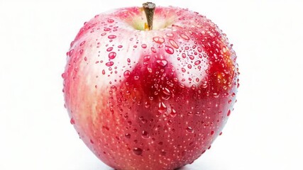 Poster - A close-up shot of a red apple with water droplets on its surface