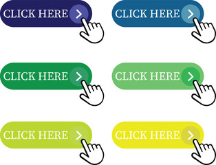 Fototapete - Click Here Button Icon set.Pointer Click button. Modern action button mouse click symbol. Computer mouse click cursor or Hand pointer symbol. Cursor arrow icon. Clicking finger. Vector illustration.