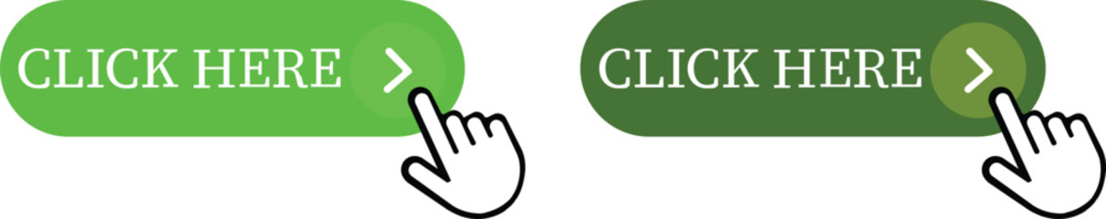 Fototapete - Click Here Button Icon set.Pointer Click button. Modern action button mouse click symbol. Computer mouse click cursor or Hand pointer symbol. Cursor arrow icon. Clicking finger. Vector illustration.