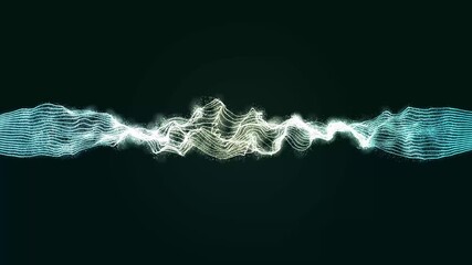 Aufkleber - Abstract wavy lines infinite loop with particles dust. Abstract multicolor wave line background. Futuristic motion background