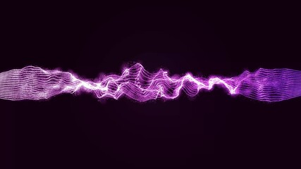 Aufkleber - Abstract wavy lines infinite loop with particles dust. Abstract purple wave line background