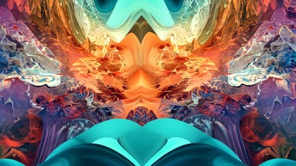 Poster - Colorful landscape features mountains and swirling patterns with a warm sunset glow creating an enchanting atmosphere