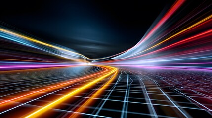 Poster - Dynamic Light Trails on a Grid Background