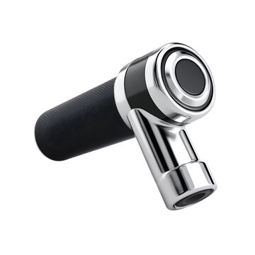 Sleek, modern handheld diagnostic otoscope features a black handle, shiny chrome accents, and clean design on a dark background.