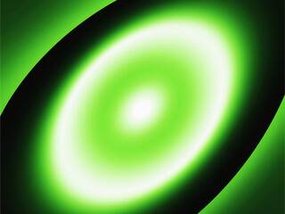 Aufkleber - A bright green oval shape with a white center surrounded by darker green and black gradients abstract