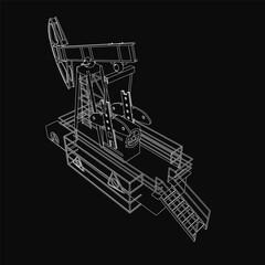 Poster - a 3d model of an oil pump jack features intricate contour lines and detailed mechanical components o