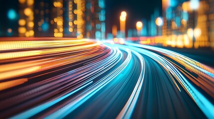 Poster - Long Exposure of City Traffic at Night with Light Trails