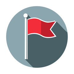 Fototapete - Red flag illustration with shadow on gray circle symbol of success or warning attention sign icon.