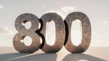 Three dimensional number 800 on a plain surface against sky