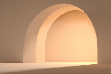 Aufkleber - Minimalist arch structure in elegant studio setting with soft warm lighting, clean lines, and calm atmosphere, perfect for modern interior design inspiration