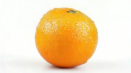 Poster - A single orange sitting on a white surface