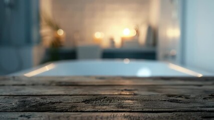 Poster - A wooden table set with candles in the background