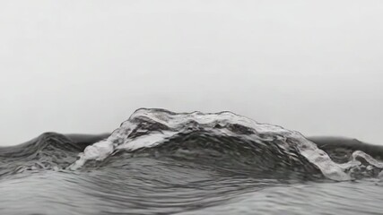 Poster - A black and white photo of a wave breaking on the shore