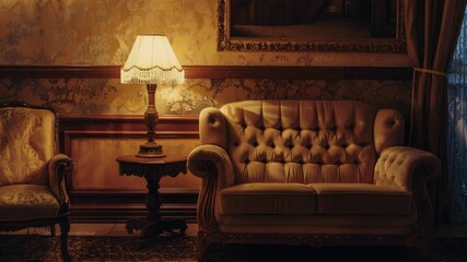 Poster - Two chairs and a lamp in a cozy living room setting