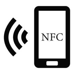 Poster - NFC payment icon. NFC smartphone and card payment symbol collection, vector illustration graphic design. Simple vector icon for apps and website design isolated on white background. Technology symbol.
