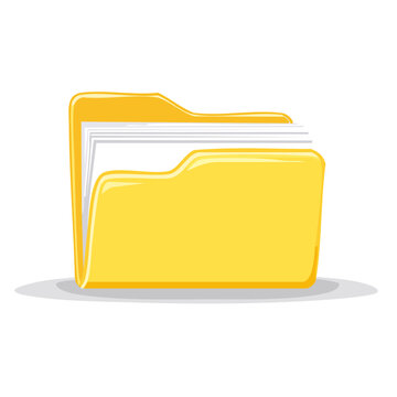 Yellow Folder Icon with Paper Documents Illustration Vector Design Element