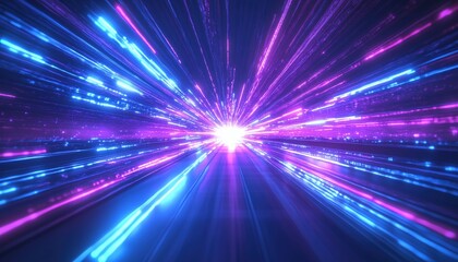 Aufkleber - Speedy Neons: Exploring Cyber Highway And Digital Hyperspace With Speed Of Light, Ultraviolet, And Blue Laser Light In Long Time Exposure