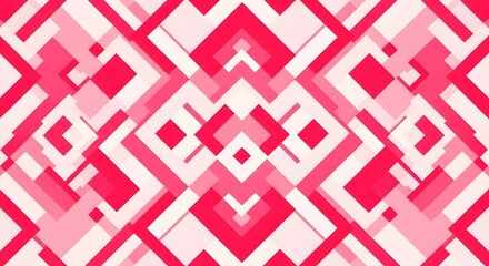 Poster - Abstract geometric pattern with pink and white rhombus shapes