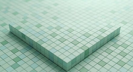 Aufkleber - Close up of a raised platform made of small green square tiles