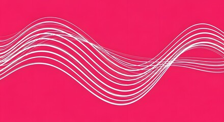 Aufkleber - Abstract white lines in wave pattern on a pink background