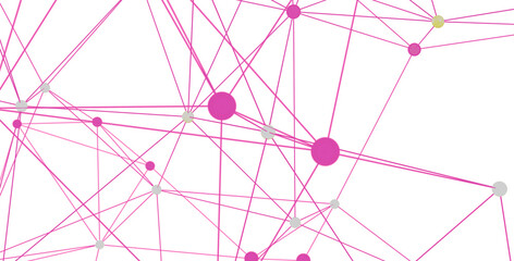 Poster - Stock photo of abstract network connection with pink lines and nodes.  Perfect for technology, communication, and connection concepts.