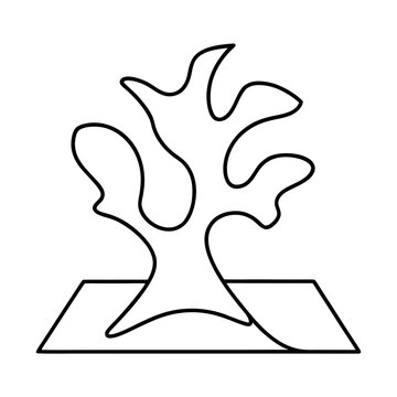 Abstract Tree Line Art on a Square Base Illustration