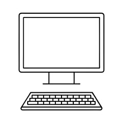 Aufkleber - Outline of a Desktop Computer with Monitor and Keyboard