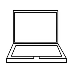 Aufkleber - Laptop Outline Illustration Simple Black and White Computer Drawing