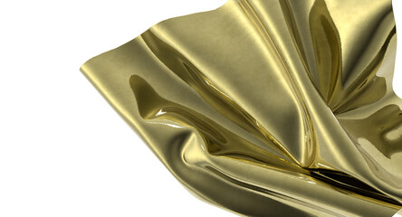 Poster - Shiny golden fabric flowing and luxurious