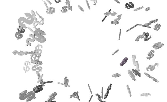 Animated orange dollar background. Money flies from top to bottom.