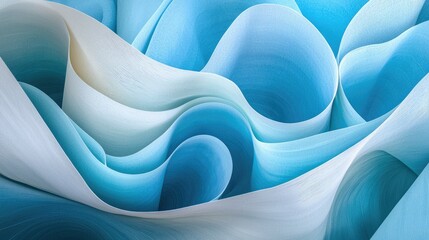 Poster - Flowing curves and layers in cool blue tones, evoking movement and depth, with a modern and sophisticated aesthetic.