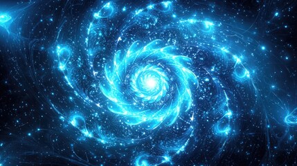 Aufkleber - Glowing particle waves in deep blue tones, dynamically twisting and pulsating, representing energy and cyber connectivity.
