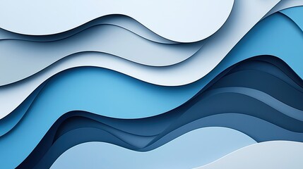 Aufkleber - Light and dark blue waves blending seamlessly in an abstract digital background, perfect for calming designs.