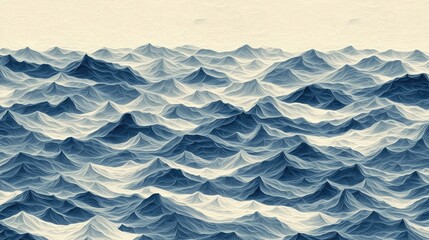 Aufkleber - Light and dark blue waves blending seamlessly in an abstract digital background, perfect for calming designs.