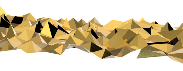 Poster - Abstract 3D render illustration,Surface gold crystal geometric triangle and Polygonal shapes template